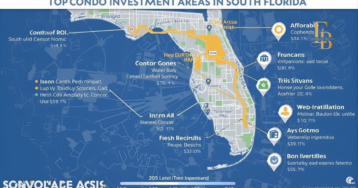 Map showing the best places to buy condos in South Florida with ROI data